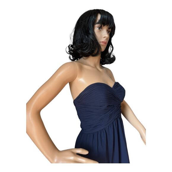 Ralph Lauren Navy Wrapped Bodice Sweetheart Strapless Chiffon Dress size 0 P - Picture 15 of 16